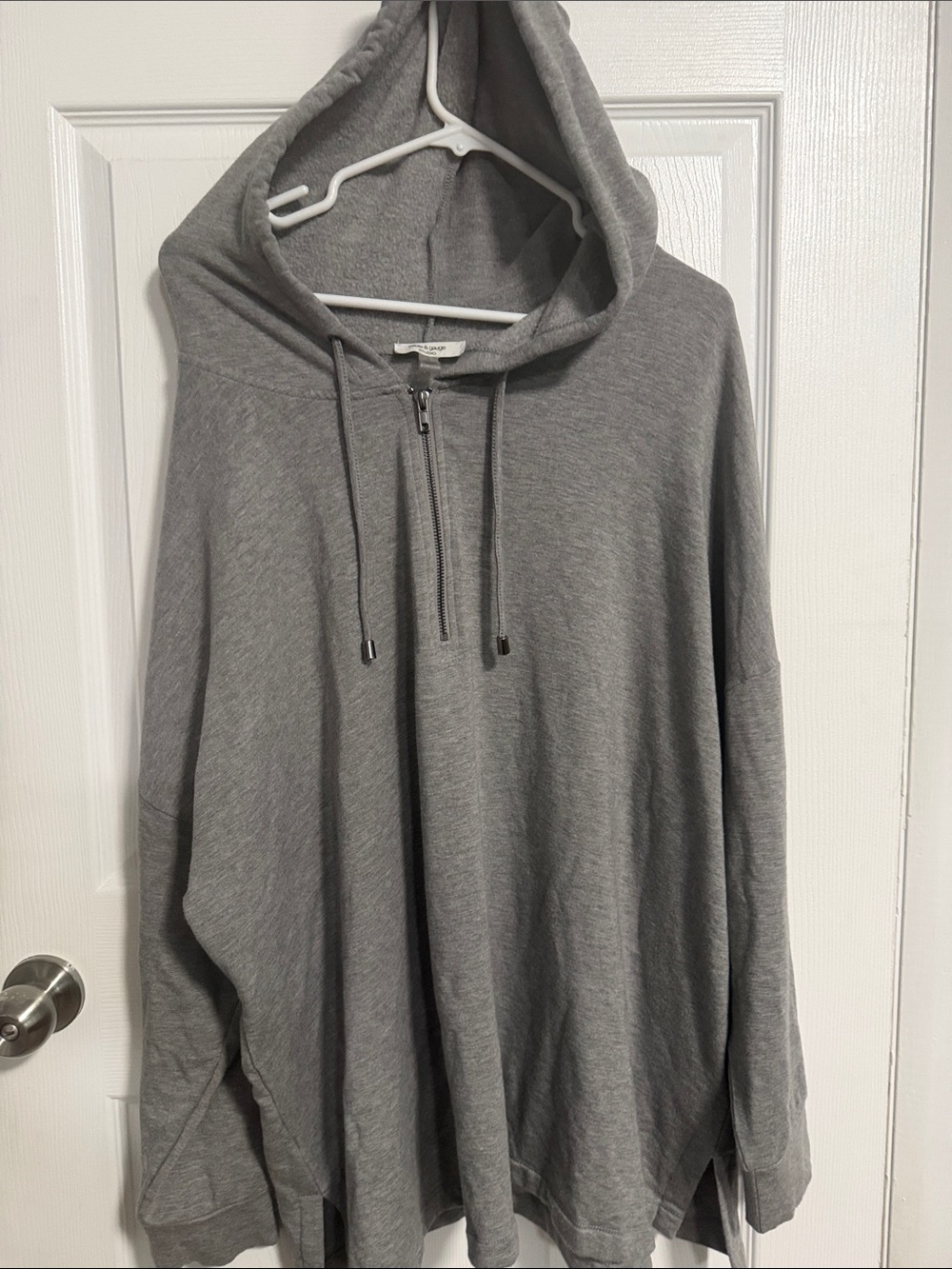 Cable & Gauge Grey Zip-Front Hooded Pullover